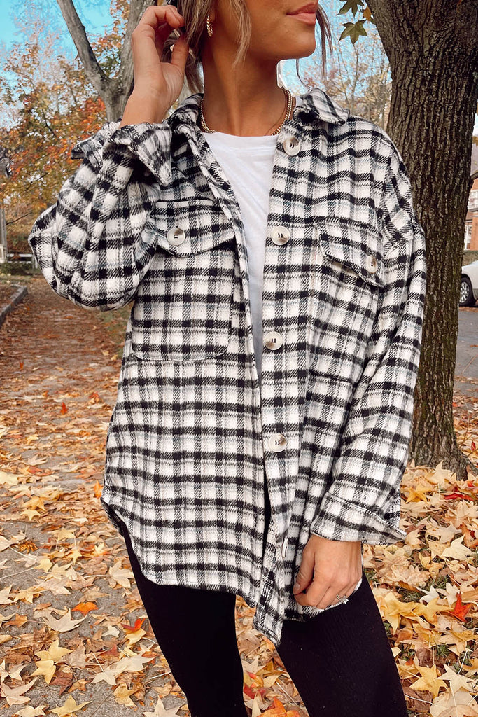 Trendy Plaid Shacket With Pockets
