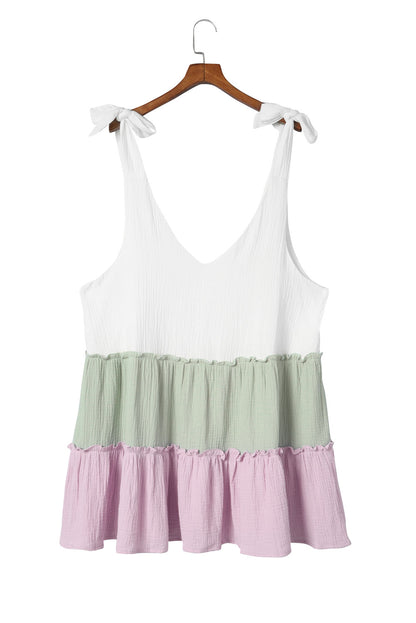 Colorblock Tiered Babydoll Top Plus Size