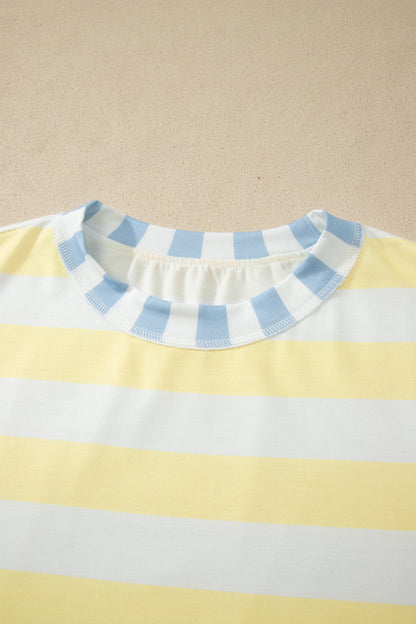 Stripe Patchwork Exposed Seam Oversized Top