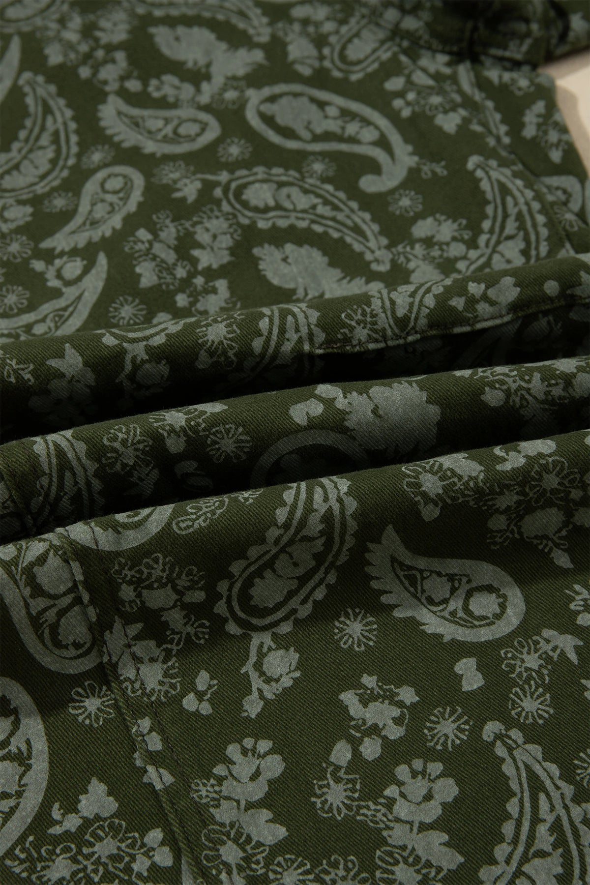Paisley Denim High Waist Barrel Leg Pants