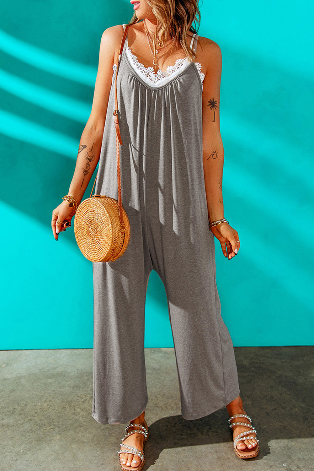 Spaghetti Straps Pocketed Jumpsuit