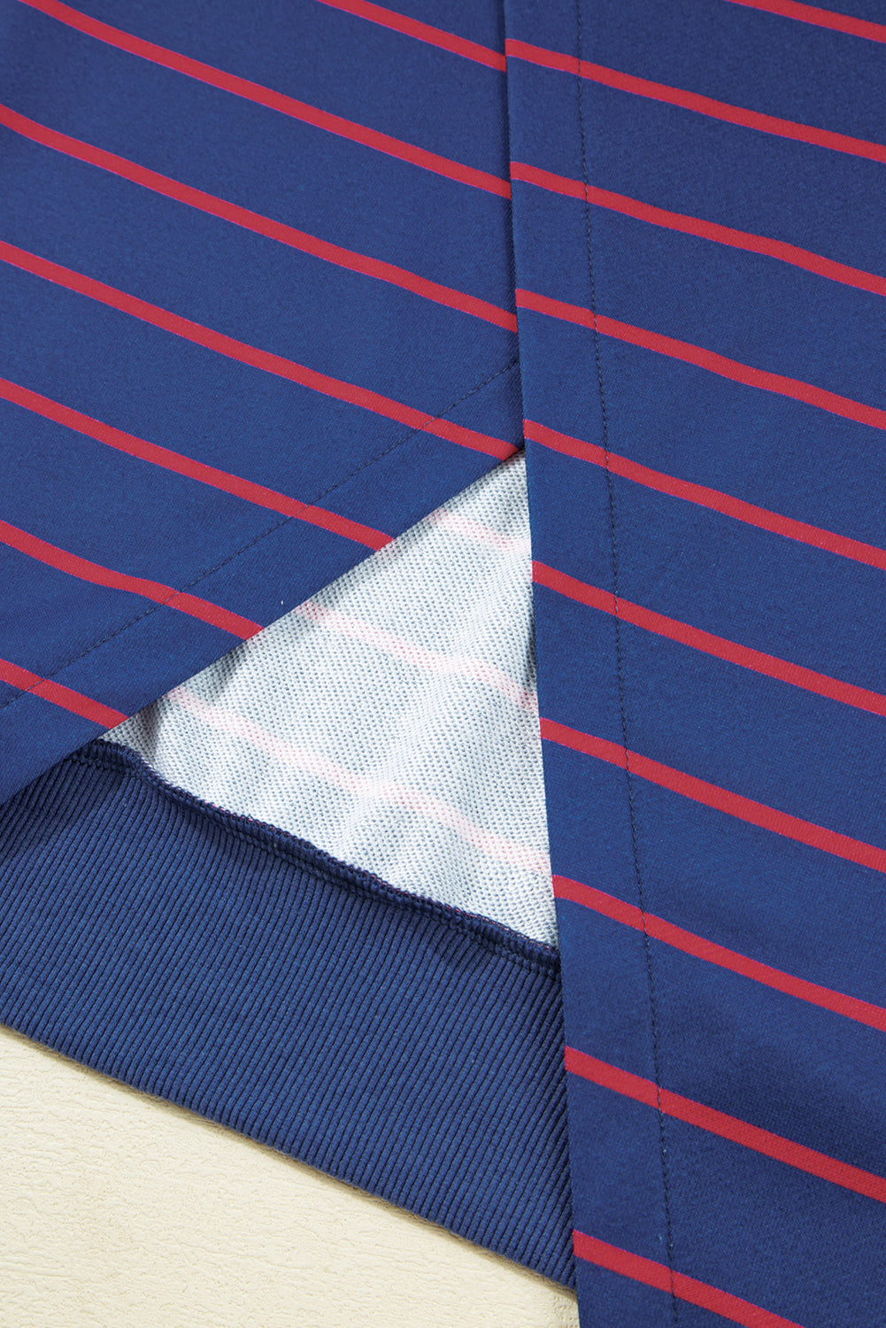 Stripe Overlap Drop Shoulder Pullover Sweatshirt