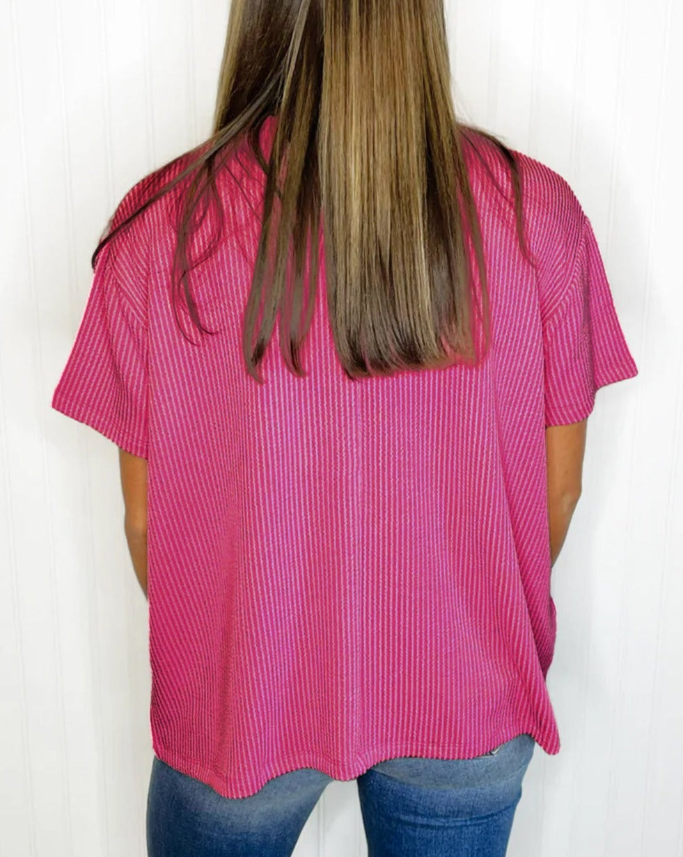 Corded Knit Pocketed T-Shirt