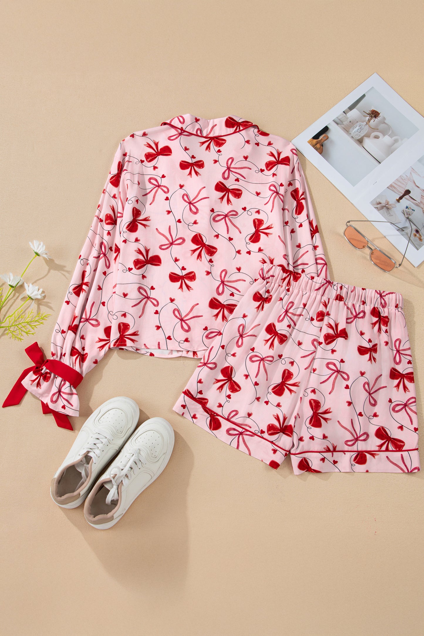 Valentine Bow Shirt and Shorts Pajama Set