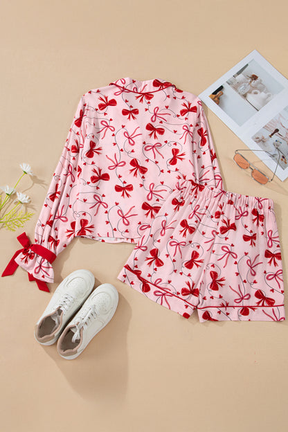 Valentine Bow Shirt and Shorts Pajama Set