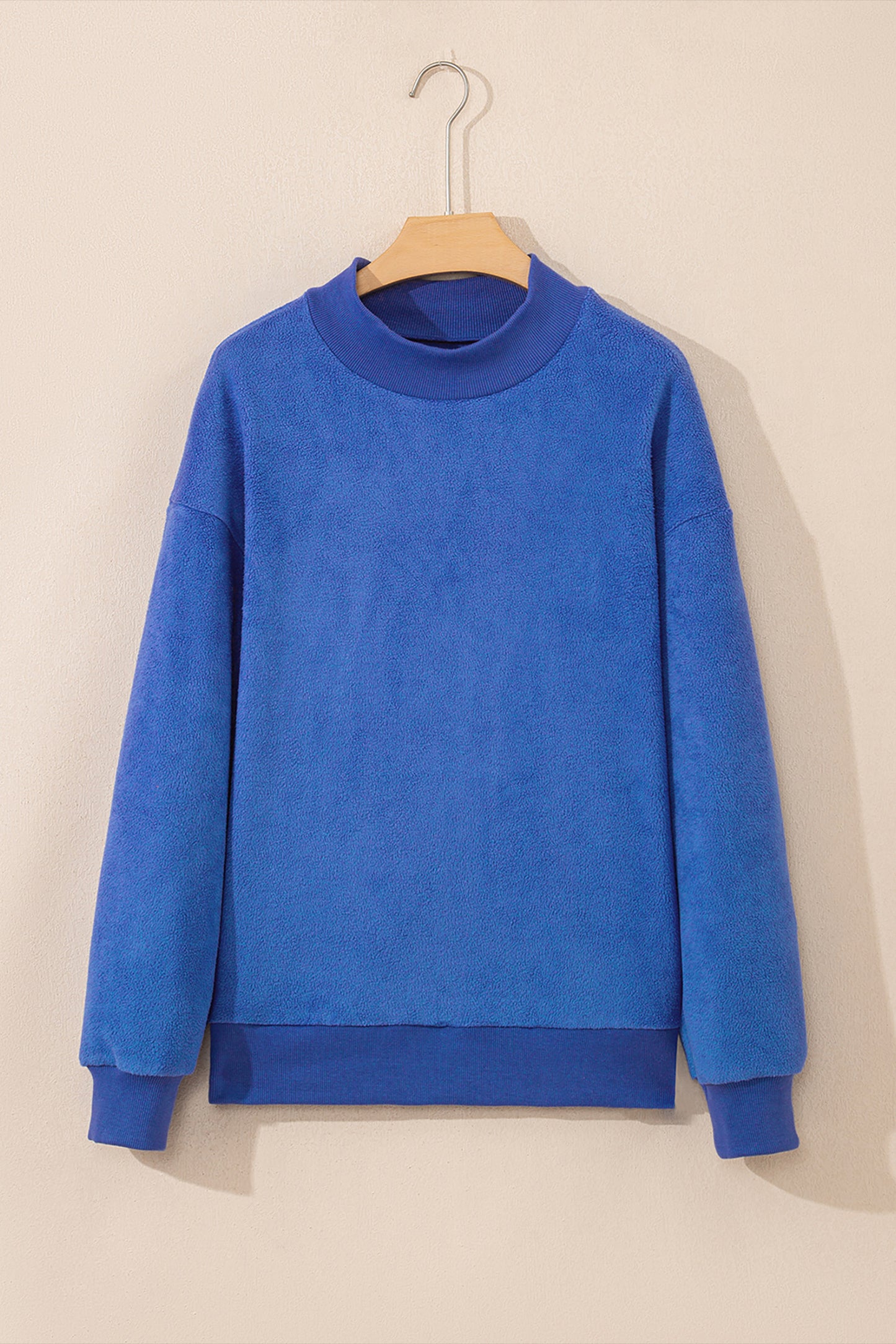 Solid Mock Neck Drop Shoulder Oversize Sweatshirt