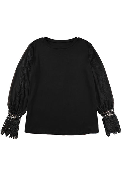 Lace Mesh Bishop Sleeve Top