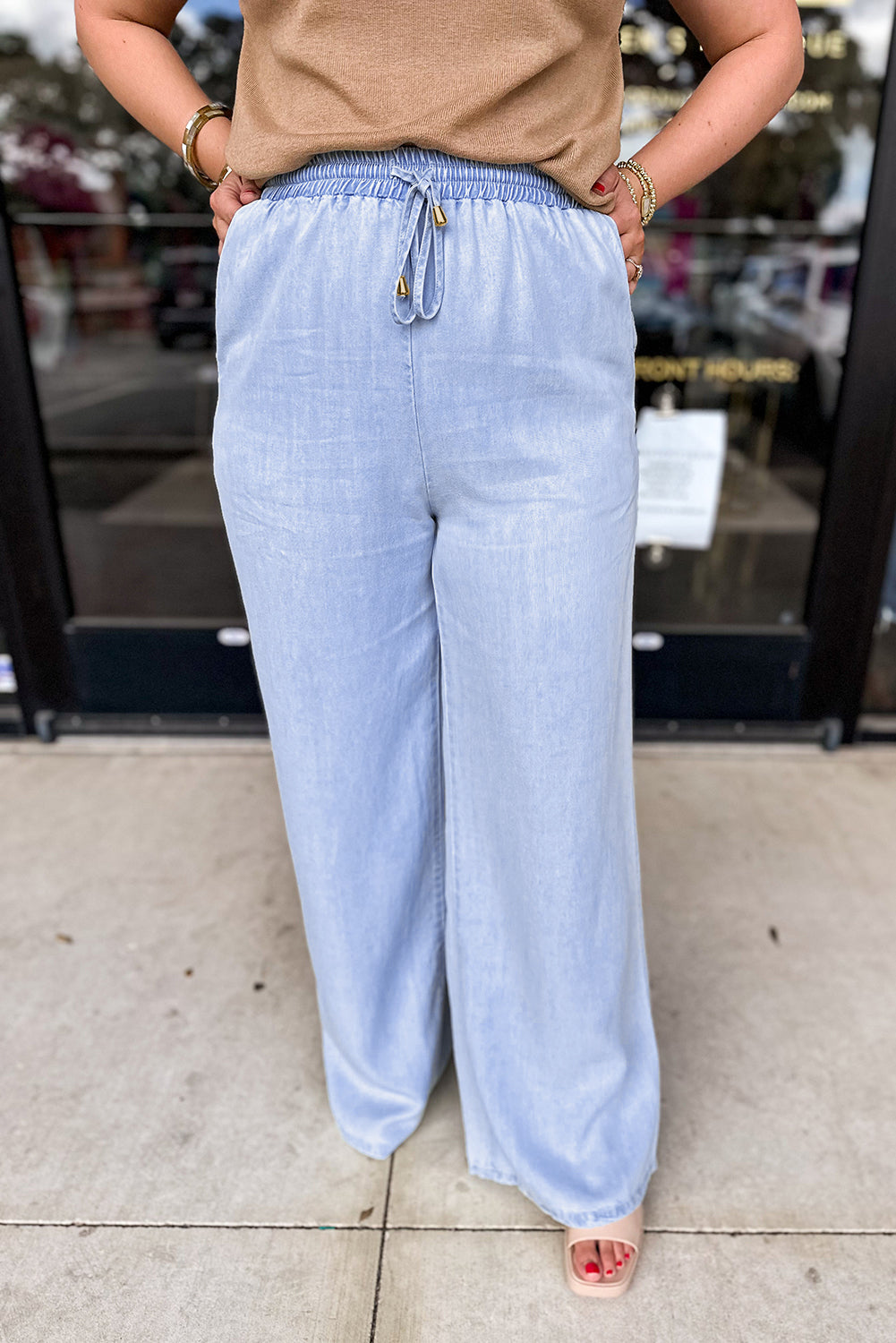 Chambray Straight Leg Jeans Plus Size