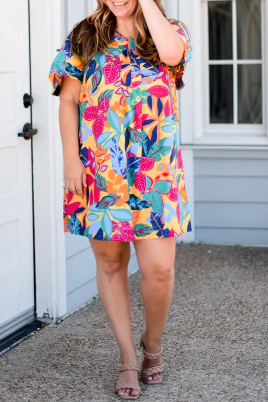 Plus Size Floral Short Sleeve Dress