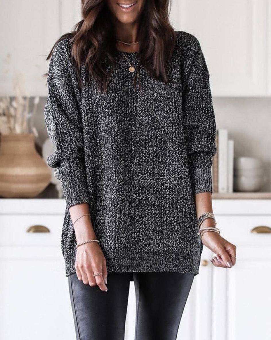 Marled Long Sleeve Tunic Sweater