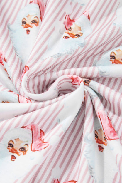 Christmas Santa Claus Stripe Top and Pants Lounge Set
