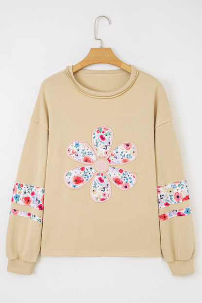 Floral Patchwork Long Sleeve Sweatshirt