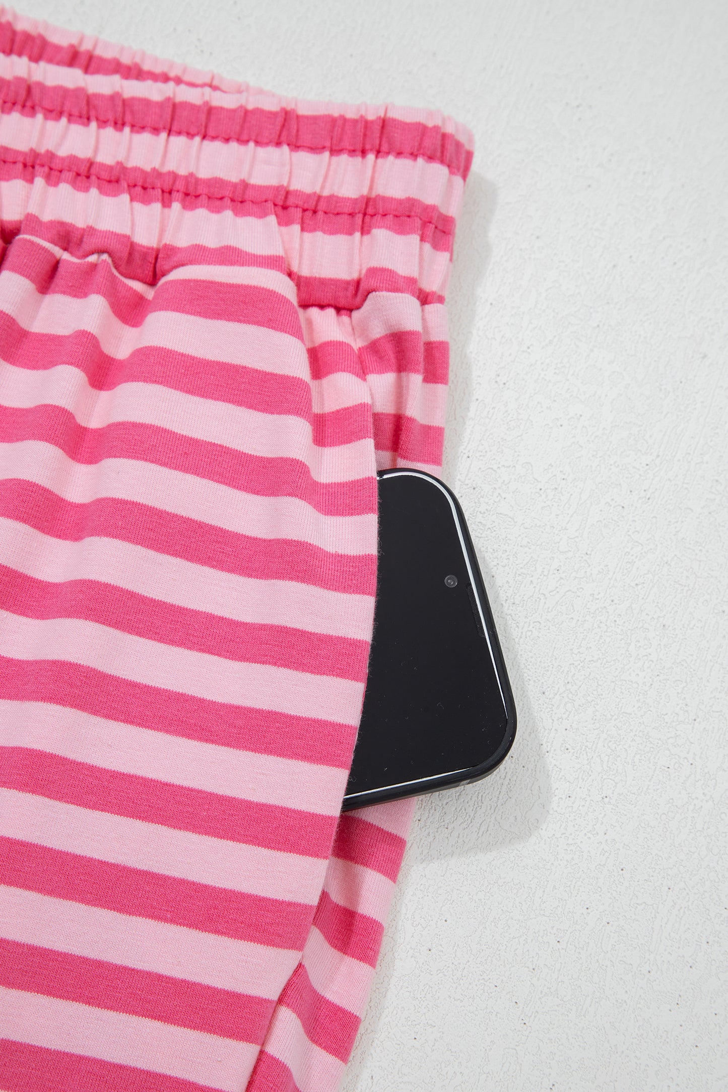 Stripe Drop Shoulder Top & Buttoned Pants Set
