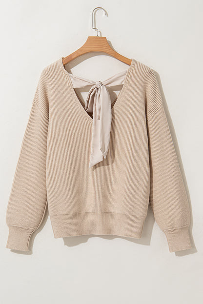 Bow Back Lantern Sleeve Sweater