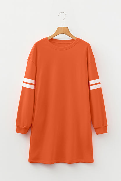 Varsity Stripe Long Sleeve Sweatshirt Dress