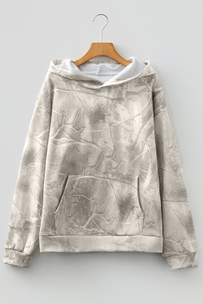 Camo Kangaroo Pocket Drop Shoulder Hoodie