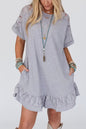 Lace Trim Ruffle T-Shirt Dress