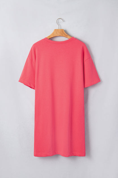 Solid Drop Shoulder Loose T-Shirt Mini Dress