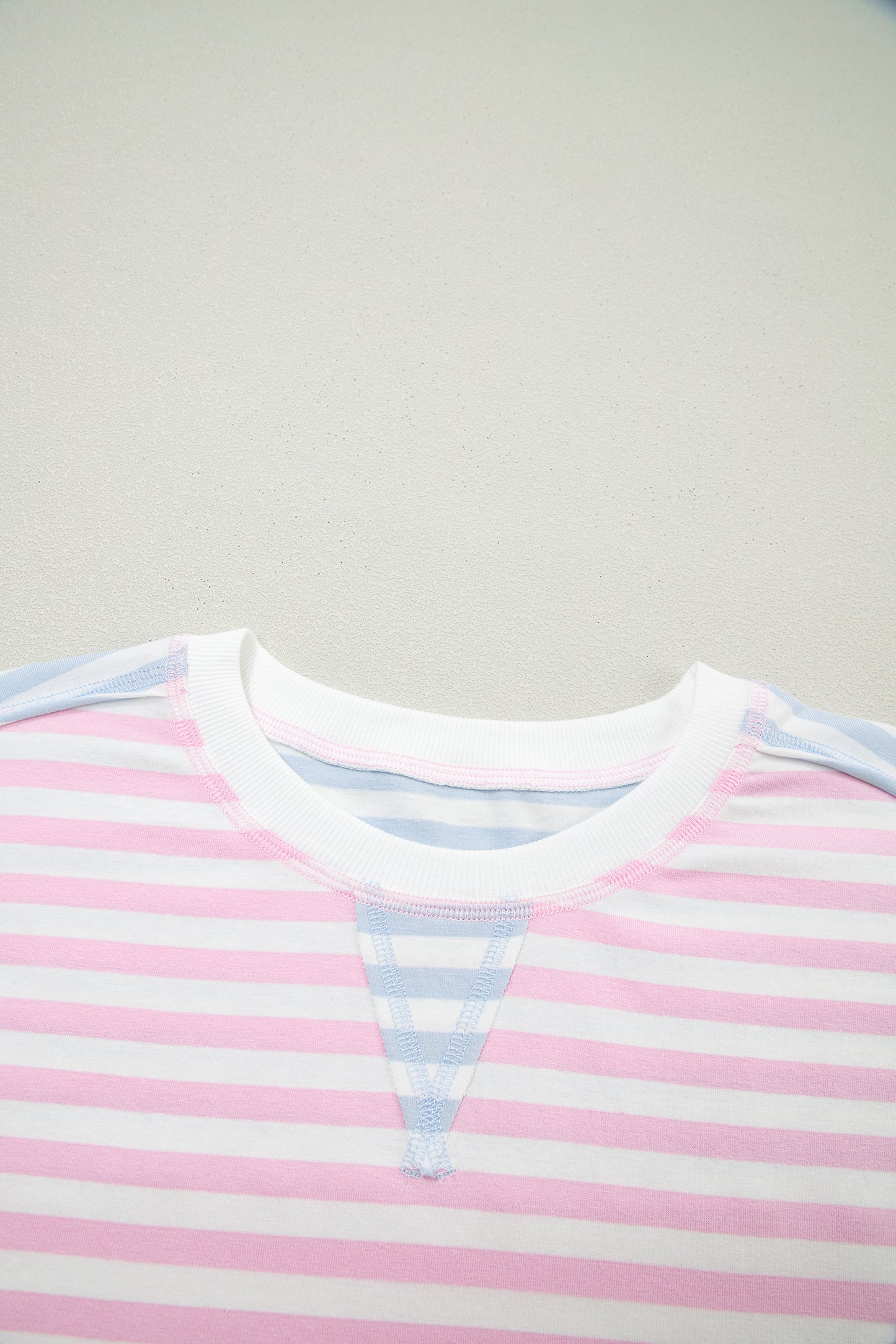 Stripe Oversize Dolman Sleeve Patchwork T-Shirt