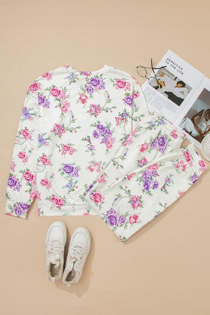 Floral Pullover and Drawstring Lounge Set