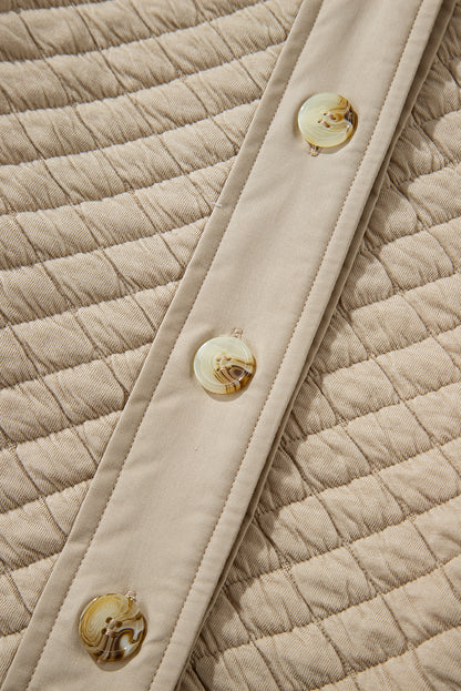 Solid Quilted Button Front Shacket