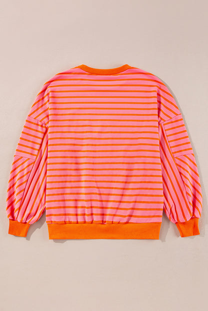 Stripe Drop Shoulder Crewneck Sweatshirt
