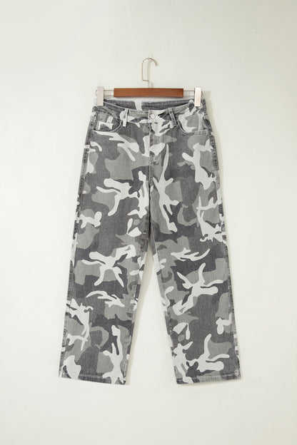 Camo Denim High Waist Jeans