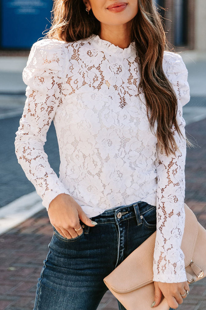 Floral Lace Puff Sleeve Top