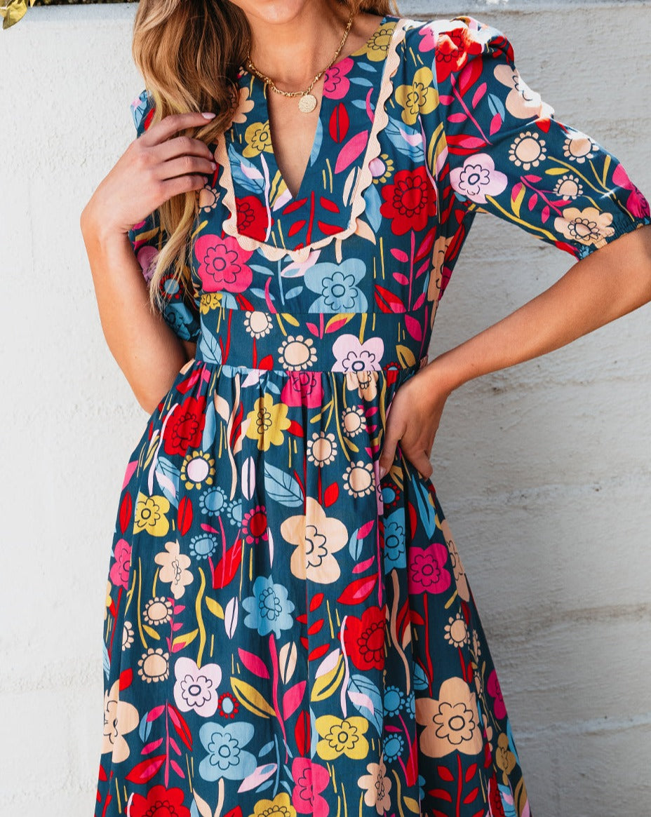 Floral Split V-Neck Maxi Dress