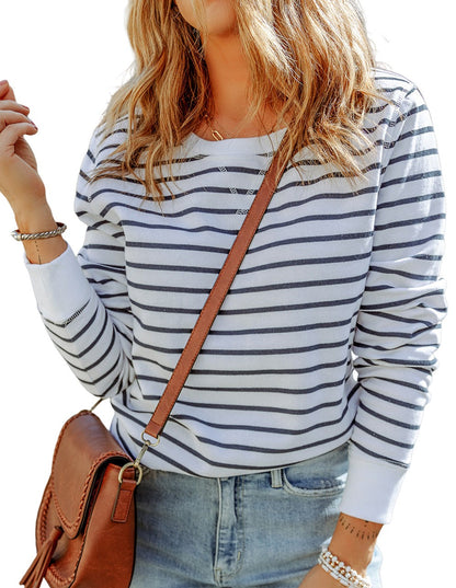 Stripe Contrast Long Sleeve Top