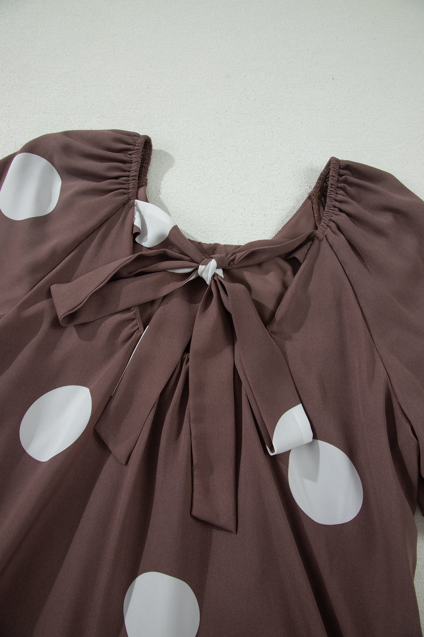 Polka Dot Bow Tie Back Puff Sleeve Mini Dress