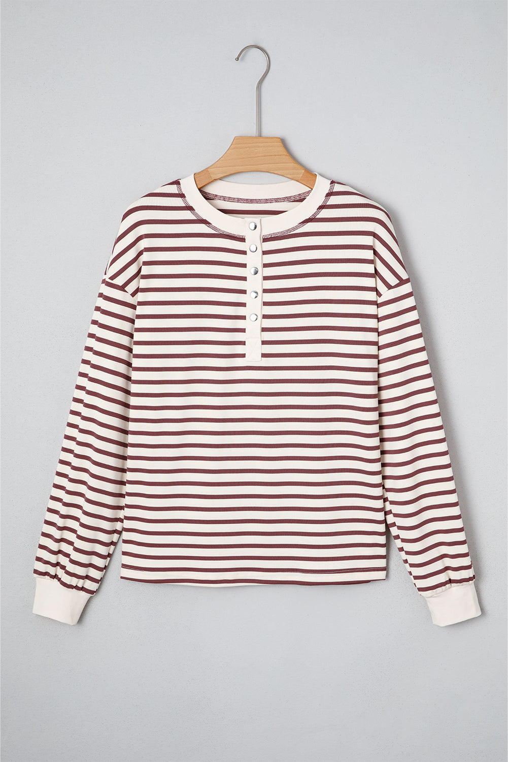Stripe Long Sleeve Henley Top