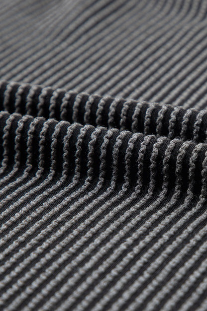 Solid Corded Short Sleeve Tee and Shorts Set