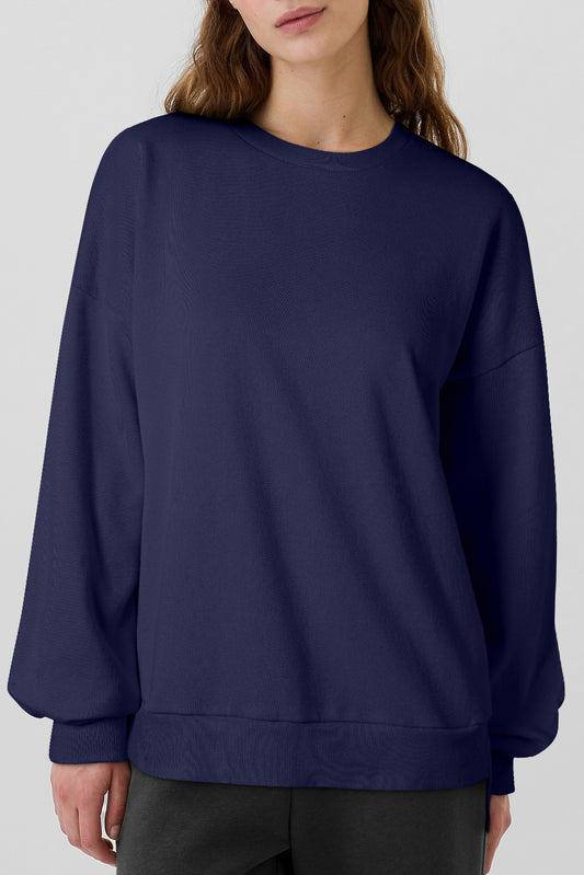 Solid Fleece Lined Pocketed Sweatshirt