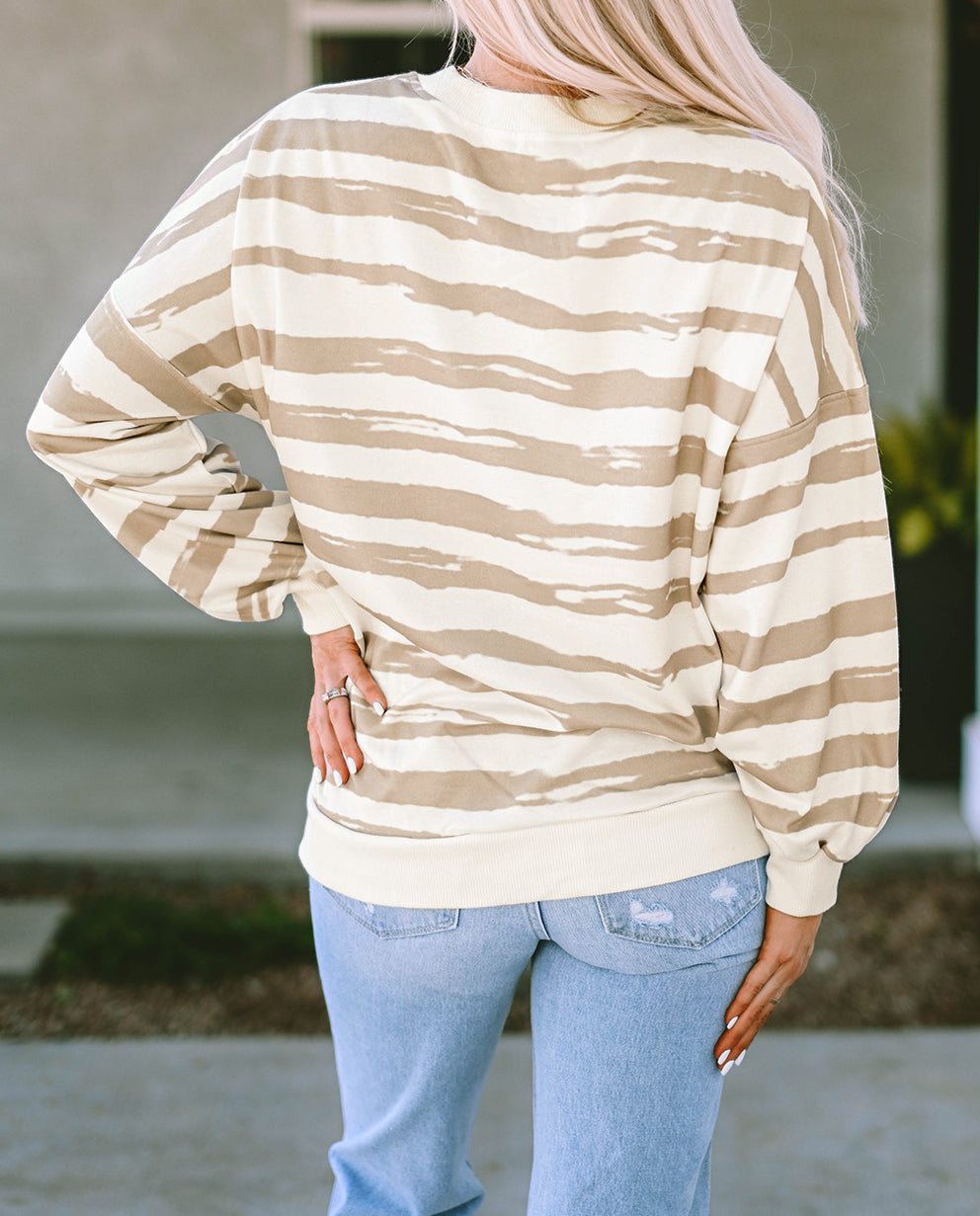 Stripe Bishop Sleeve Oversized Sweatshirt