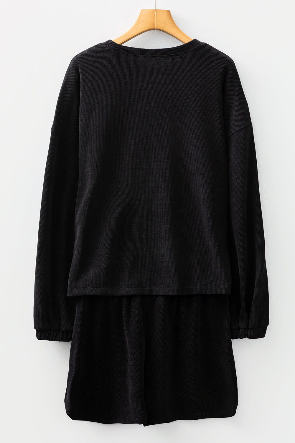 Solid Textured Knit Pullover and Shorts Set