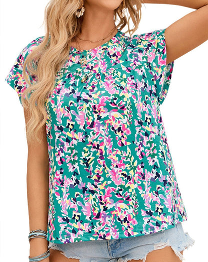 NEW! Floral Ruffled Short Sleeve Top