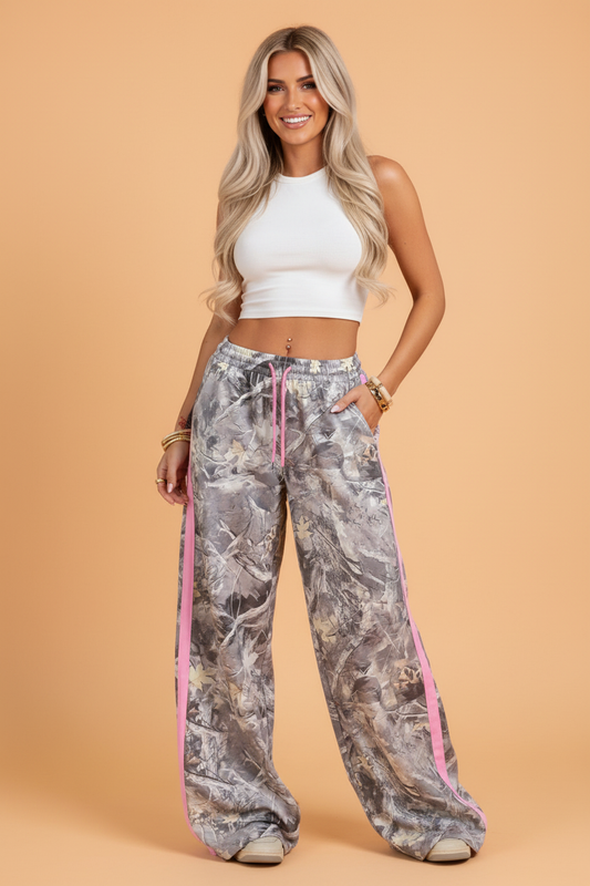 Camo Woodland Colorblock Wide Leg Sweatpants