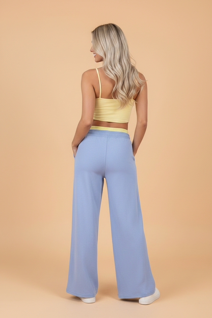 Colorblock Flower Patchwork Drawstring Wide Leg Pants