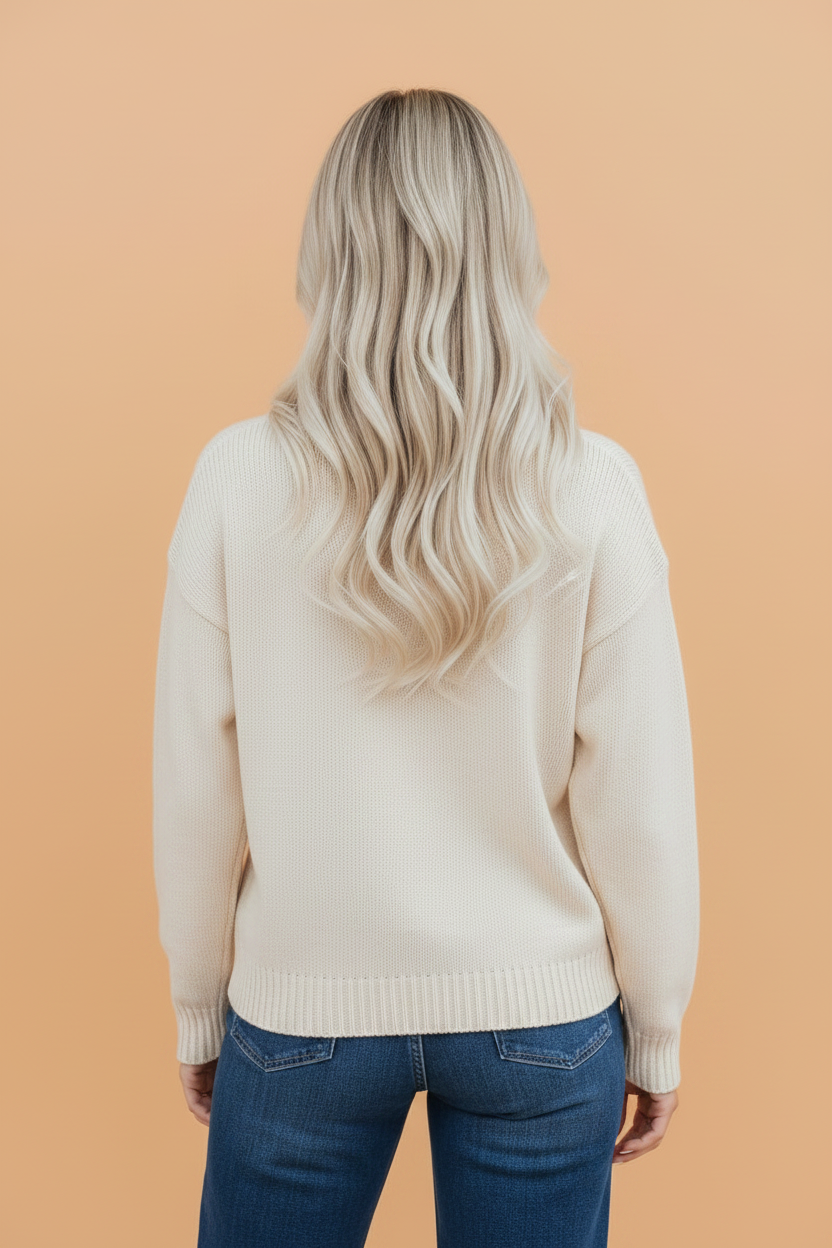 Football Drop Shoulder Knit Top Sweater