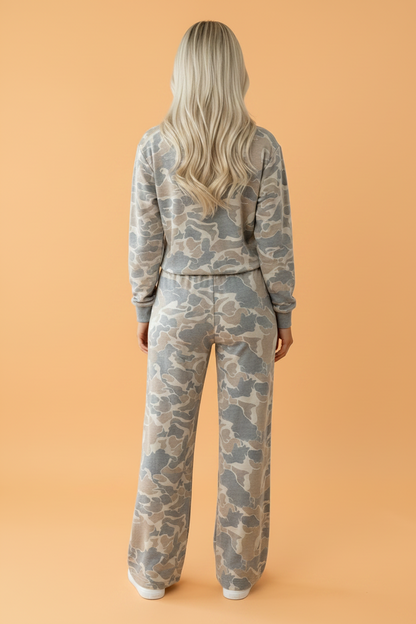Camo Long Sleeve Top & Loose Pants Set