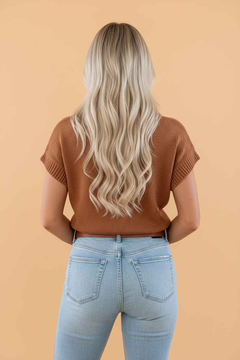 Western Horseshoe Pattern Short Sleeve Knit Top