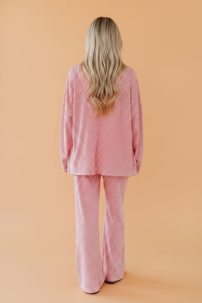Stripe Oversized Long Sleeve Top & Pants Set