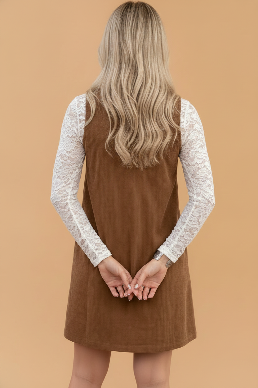 Western Embroidered Corduroy Sleeveless Mini Dress