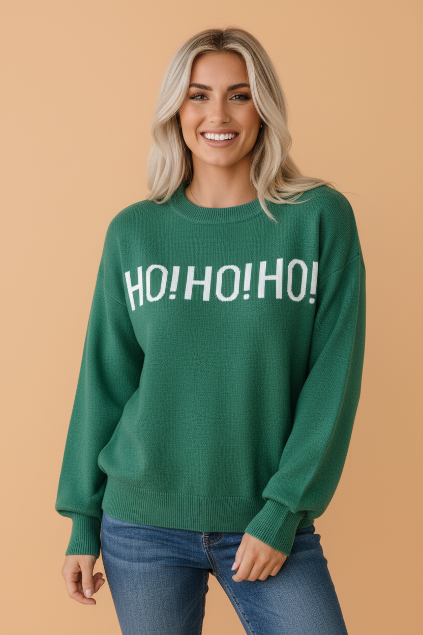 Ho Ho Ho Merry Christmas Drop Shoulder Sweater
