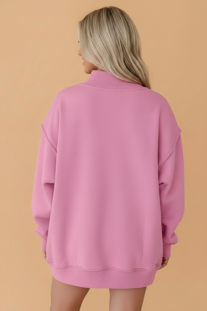 WWJD Embroidered Patchwork Mock Neck Sweatshirt