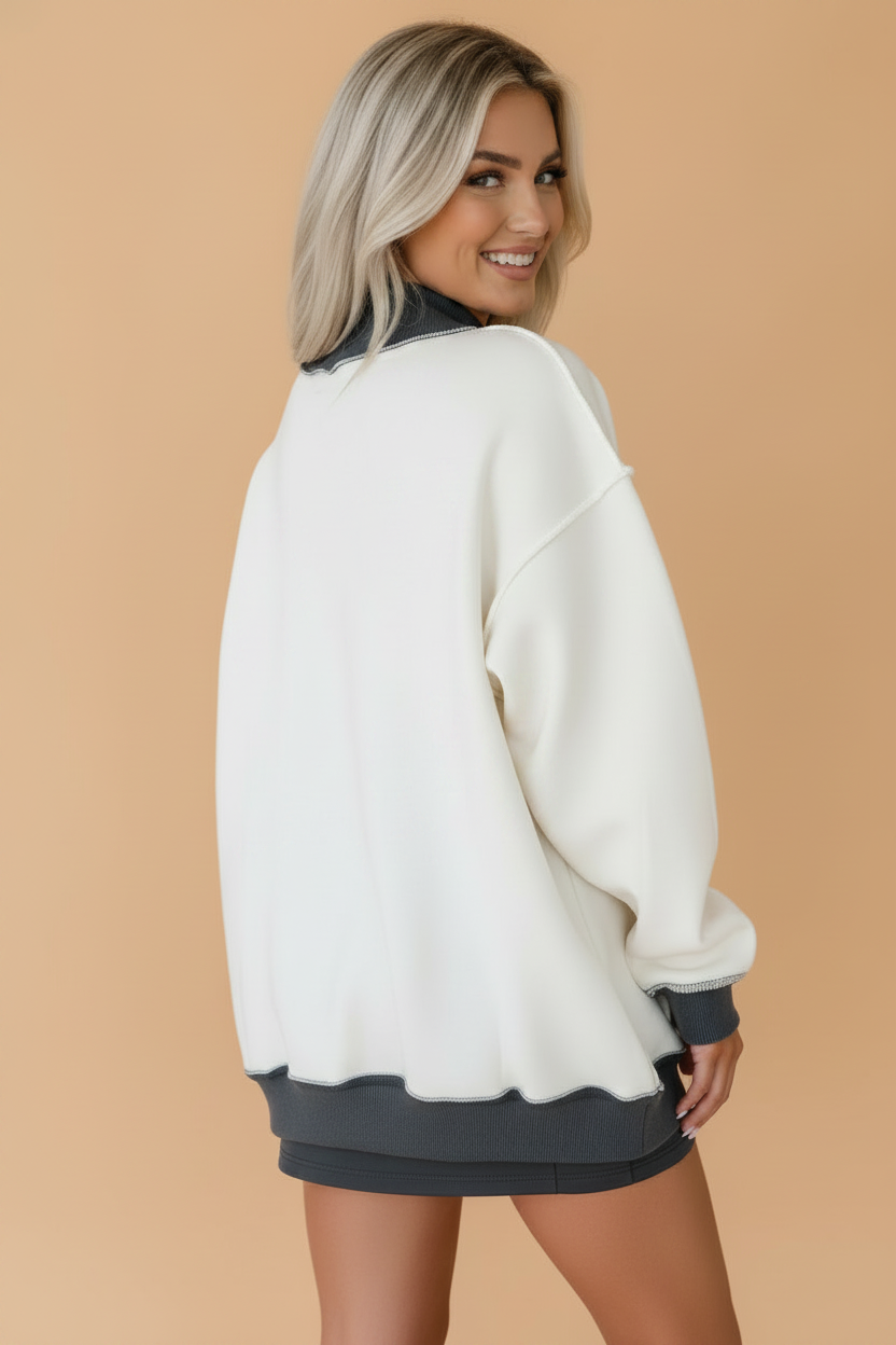 Saved By Grace Colorblock Mock Neck Oversized Sweatshirt