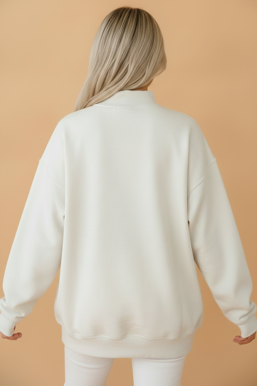 JESUS Gingham Patch Embroidered Mock Neck Sweatshirt