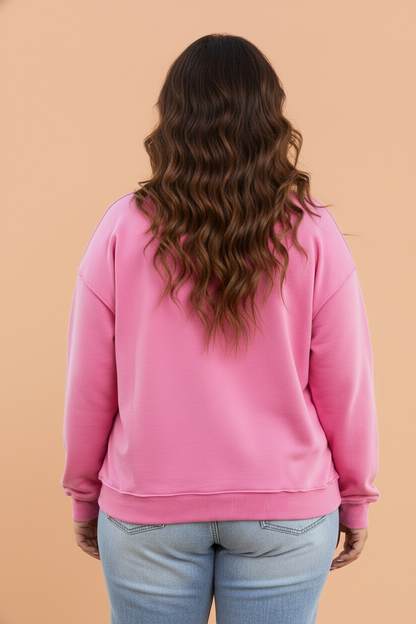 Plus Size Solid Reversible Exposed Seam Sweatshirt
