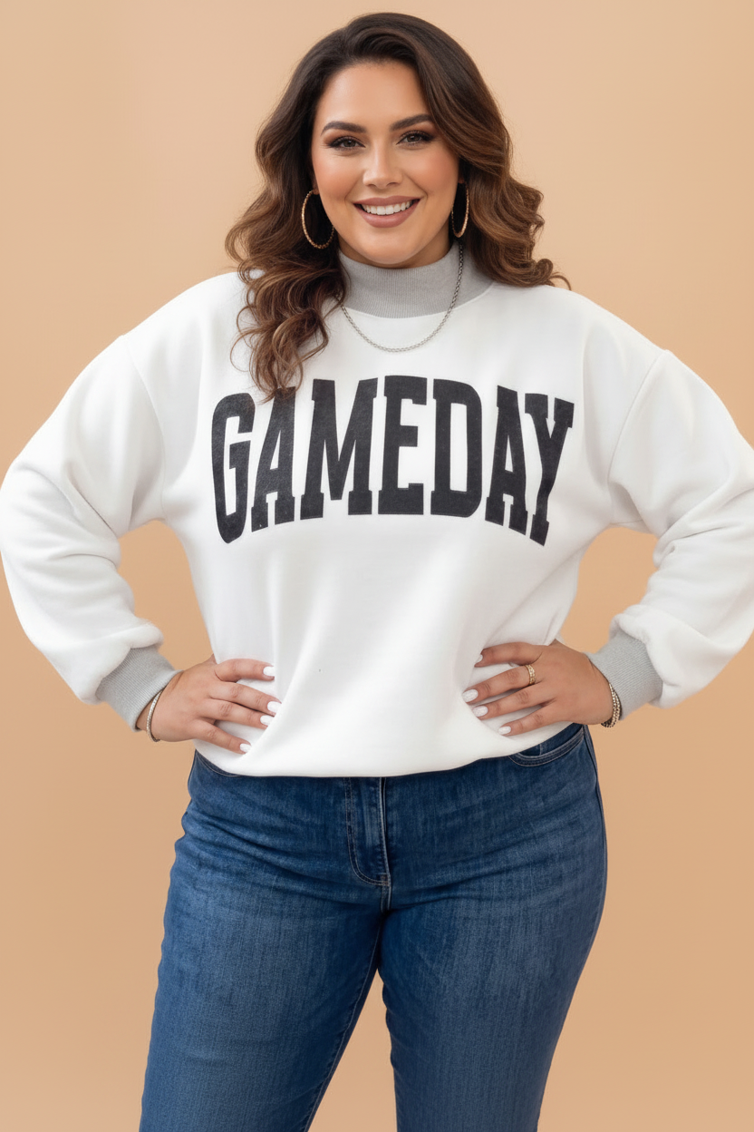 Plus Size GAMEDAY/FOOTBALL Reversible Mock Neck Sweatshirt